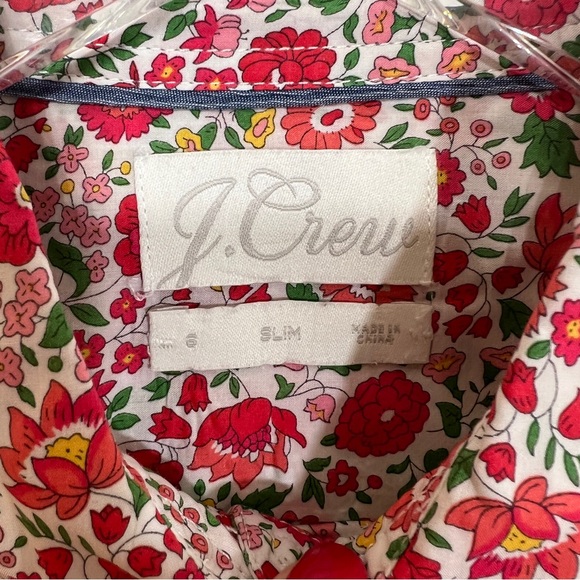 J. CREW Liberty fabric red floral button down slim fit shirt - Picture 3 of 6